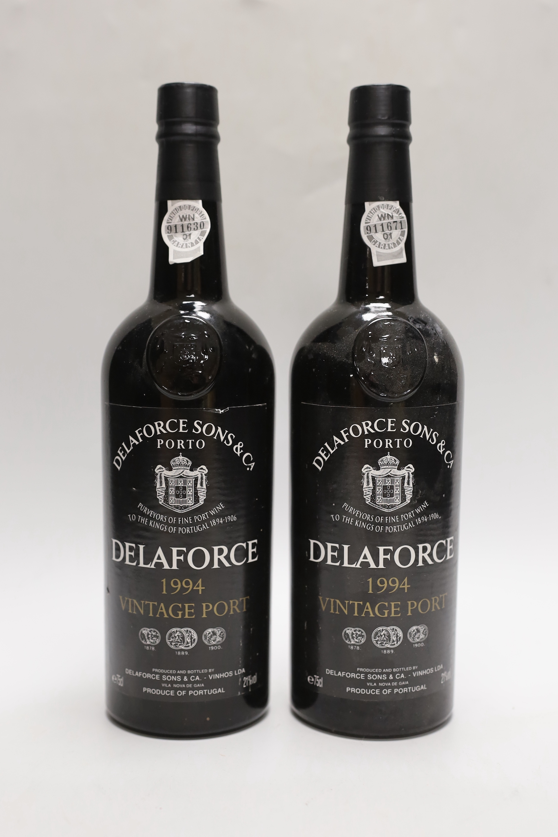 Two bottles of Delaforce vintage port 1994